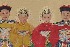 Petite peinture de couple d'ancêtres Chinois sur toile