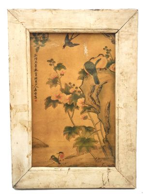 Alte chinesische Holzrahmen - Malerei - Die Vögel