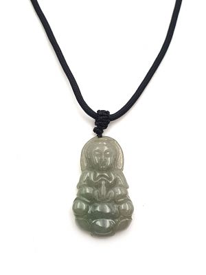 Buddhistischer Anhänger - Echte Jade - Kategorie A - Buddha - Transparentes Grün