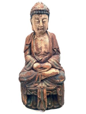 Chinesische Holz Statue Buddha im Lotussitz