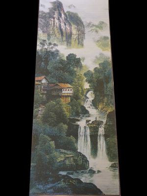 Chinesische Malerei - Stickerei auf Seide - Landschaft - Wasserfälle