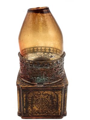 Chinesische Opiumlampe - Alte Reproduktion - Gebrochenes Glas