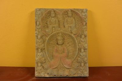 Chinesischen Terrakotta-Platte 3 Buddha