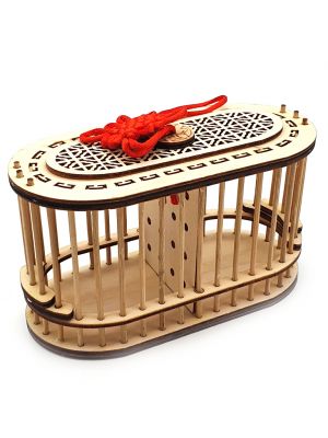 Chinesischer Grillenkäfig - Für den täglichen Gebrauch - Bambus - Oval - Doppelkäfige