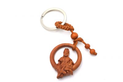 Feng Shui Schlüsselanhänger aus Holz - Göttin Guanyin