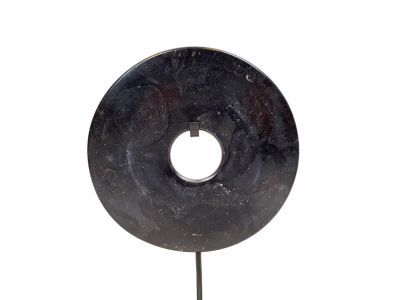 Große Bi-Scheibe aus Jade 15cm - Schwarz