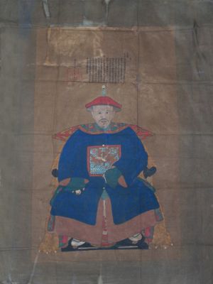Großes Gemälde eines chinesischen Würdenträgers (ca. 70 Jahre alt) - Mann