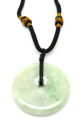 Jade Halskette Weiss Bi-Scheibe mit grünen Reflexion