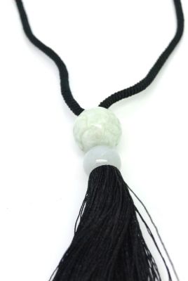 Halskette Anhänger Jade Stein Ball und Pompon