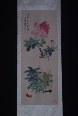 Chinesische Malerei Aquarell auf Seide Pfingstrose