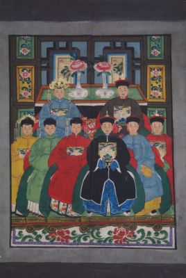Chinesische Ahnenbilder Qing-Dynastie 08 Personen