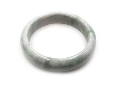 Jade-Armband Klasse A Weiß und gepunktetes Grün