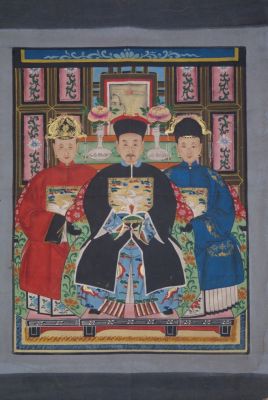 Kaisern und Würdenträgern 3 Personen Qing Dynastie