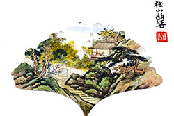 Chinesische Malerei am Baumblatt