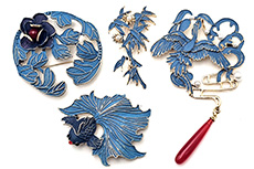Asiatische handgefertigte Cloisonné-Broschen