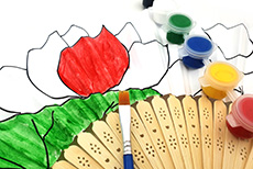 Fan to paint - Child - DIY - painting on paper