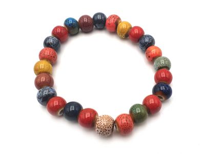 Keramik- / Porzellanschmuck - Kleines Armband - Mehrfarbige Perlen