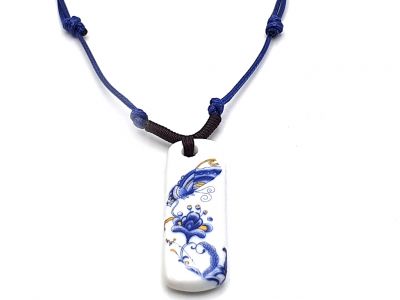 Keramik Schmuck Weiß und Blau Kollektion - Halskette - Schmetterling