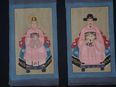 Kleine Ahnenpaare und Kaiser Chinesische Malerei Rosa