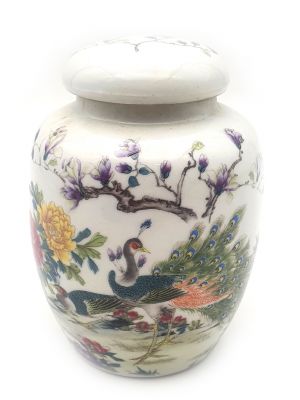 Kleine Chinesische Vase Porzellan - Farbig - Pfauen