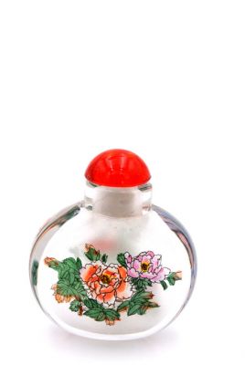 Kleine Glas Schnupftabakflasche - Künstler - Blumen