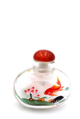 Kleine Glas Schnupftabakflasche - Künstler - Der japanische Karpfen