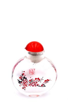 Kleine Glas Schnupftabakflasche - Künstler - Japanische Kirsche