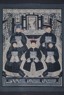 Moderne Chinesische Ahnenbilder Qing-Dynastie 5Personen