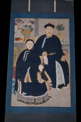 Sehr Große Chinesische Ahnenbilder - Familie - Blau