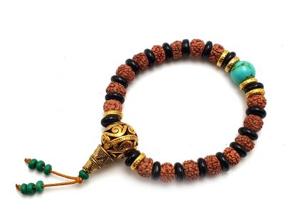 Tibetischen Schmuck - Mala Armband - Samen und schwarzen Perlen 2