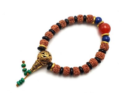 Tibetischen Schmuck - Mala Armband - Samen und schwarzen Perlen